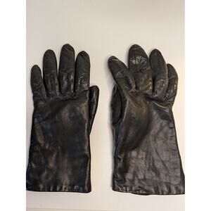 Vintage Aris Black Leather Gloves Thinsulate Lined Isotoner Winter Size 7